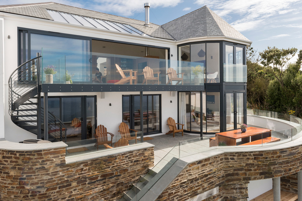 Inspiration for a beach style two-storey exterior in Cornwall.
