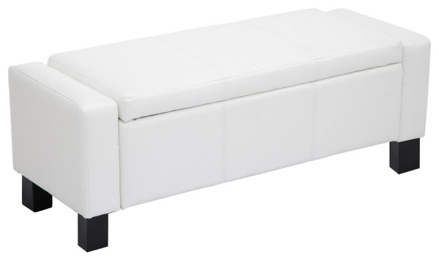 Homcom 43 Faux Leather Ottoman Storage Bench White