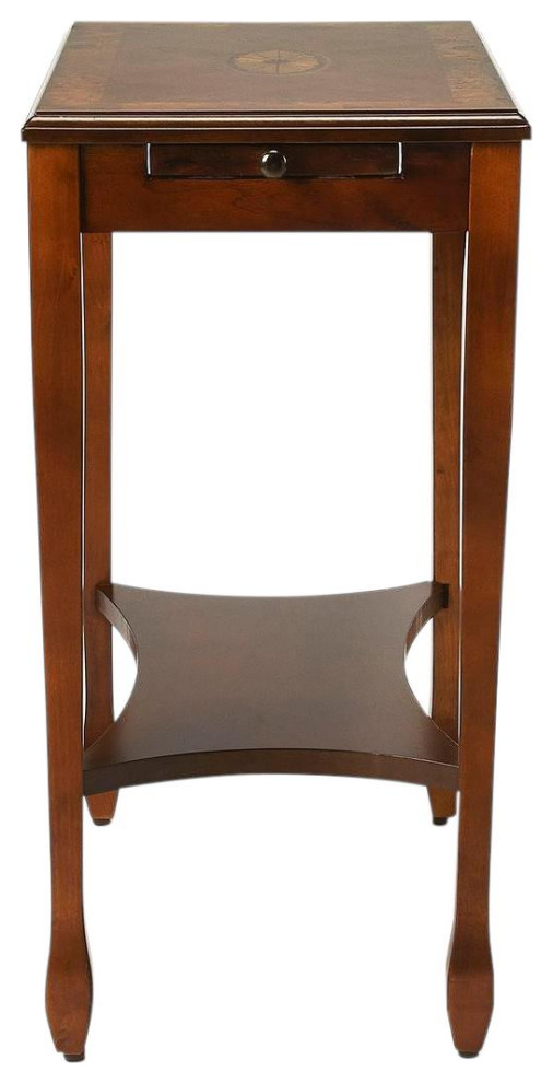 Side Table Traditional Antique Brass Distressed Solid Wood Walnut