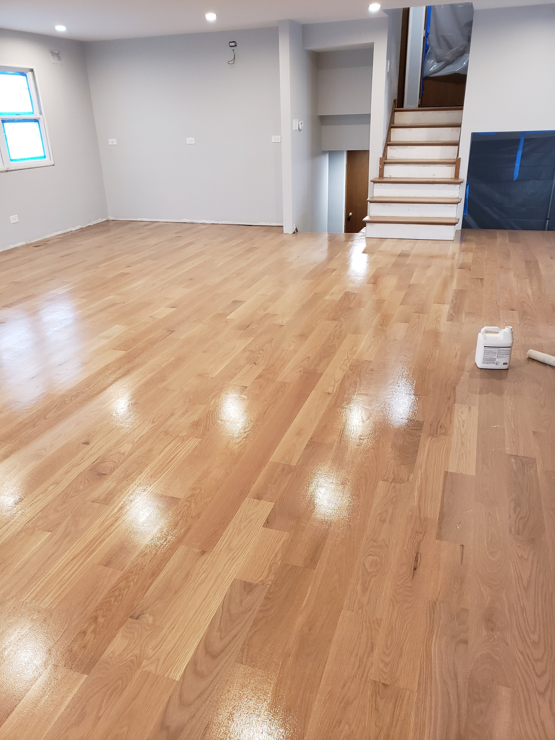 Downers Grove,new install 5 inch white oak ,Silvered Gray stain ,Bona Traffic HD