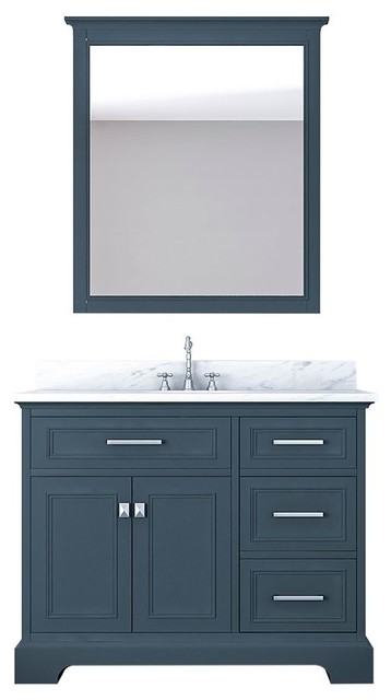 Pittsburgh 43, Single Bathroom Vanity, Gray With Mirror - Transitional ...