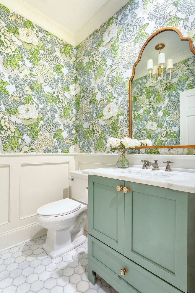 Powder room - transitional powder room idea in Other