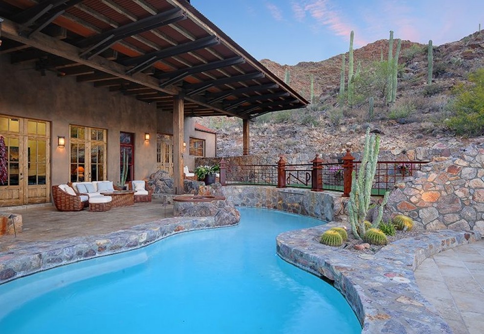 Example of a mountain style pool design in Phoenix