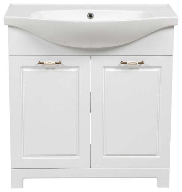 Modern free standing bathroom vanity classic white matt no mirror 26