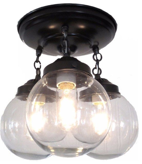 Clear Globe Ceiling Light Traditional Flush Mount Clear Globe Ceiling Light Oil Rubbed Bronze