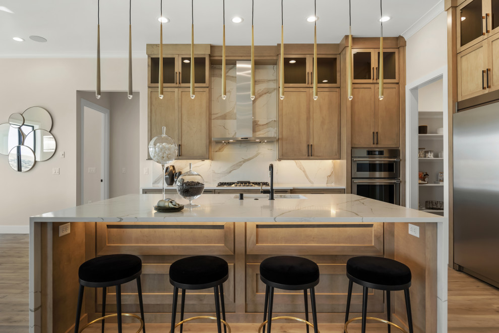 Example of a transitional kitchen design in Seattle