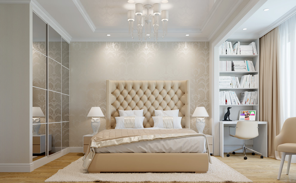 Спальная комната в бежевых тонах