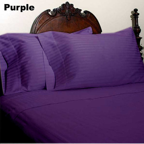 600TC Stripe Purple Twin XL Flat Sheet and 2 Pillowcases
