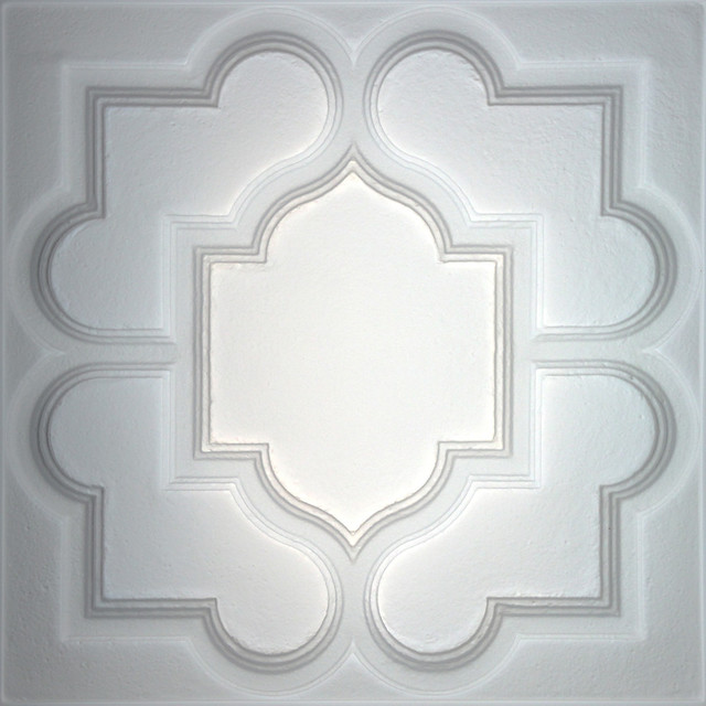 24"x24" Victorian White Ceiling Tiles, Set of 5 Contemporary