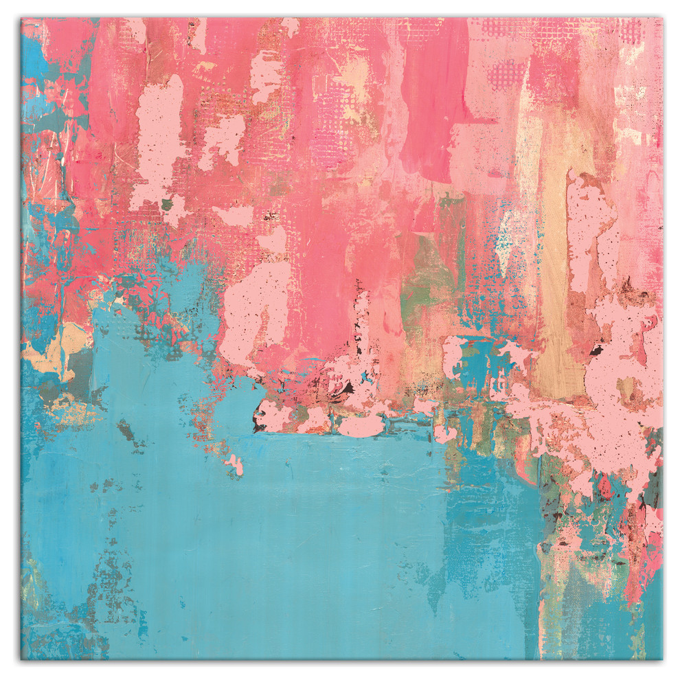 Pink and Blue Abstract 30x30 Canvas Wall Art Contemporary Prints