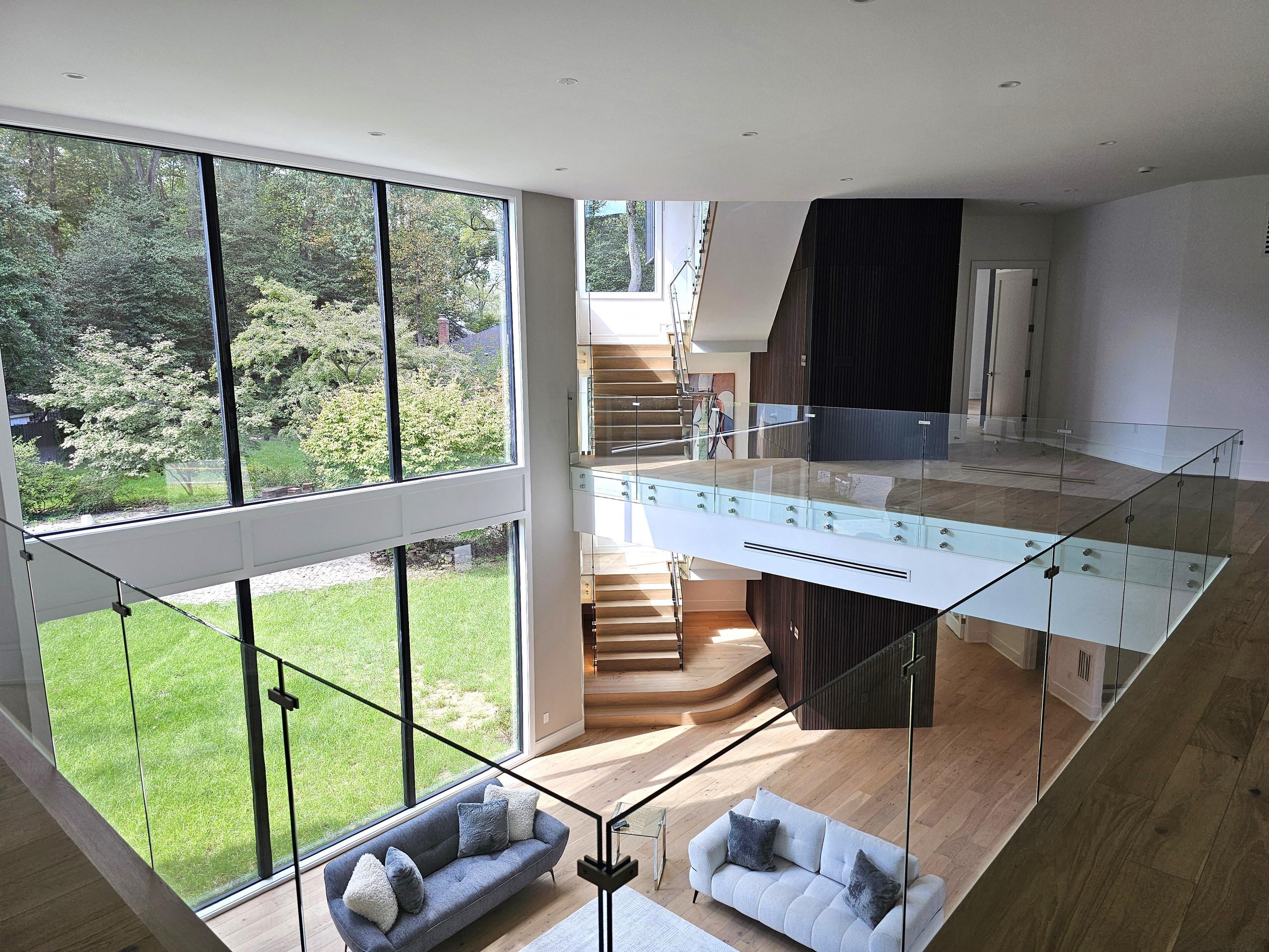 129_White Oak Slanted Riser Modern Stair, Mclean, VA 22102