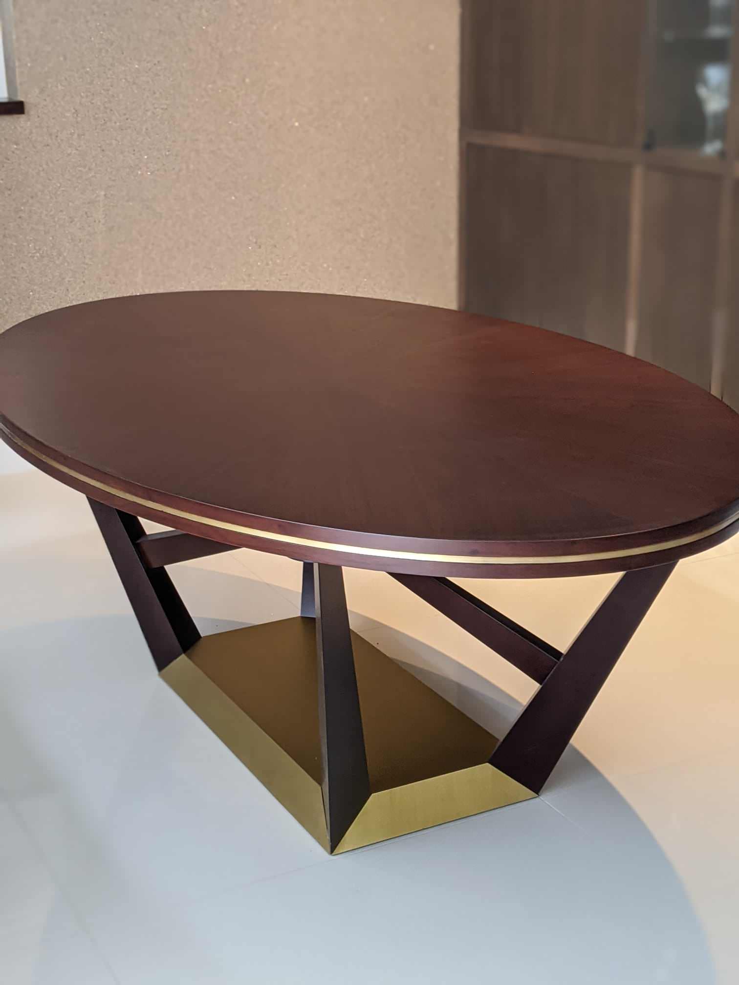 Bespoke Dining Table, Stained Walnut & Brushed Brass