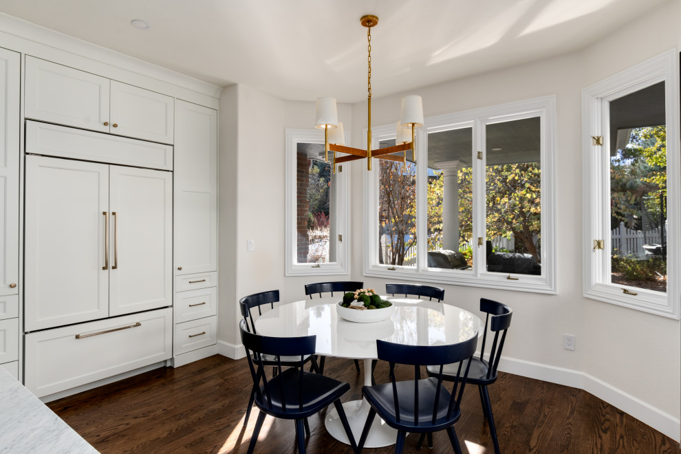 Example of a transitional dining room design in Denver