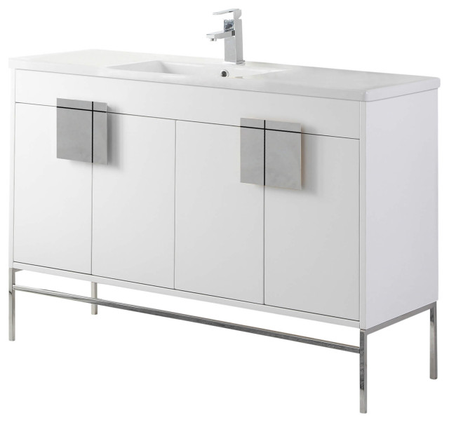 Shawbridge 48 Single Sink Bathroom, White Vanity With Sink