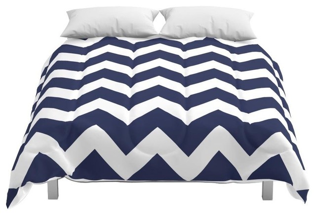 Society6 Chevron Navy Blue Comforter Contemporary Comforters