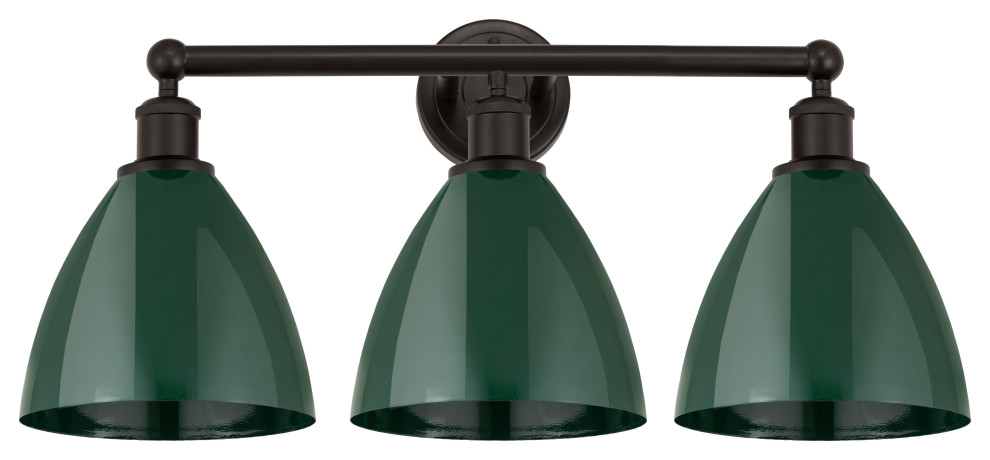 Plymouth Dome 26" Bath Vanity Light, Oil Rubbed Bronze, Green Shade