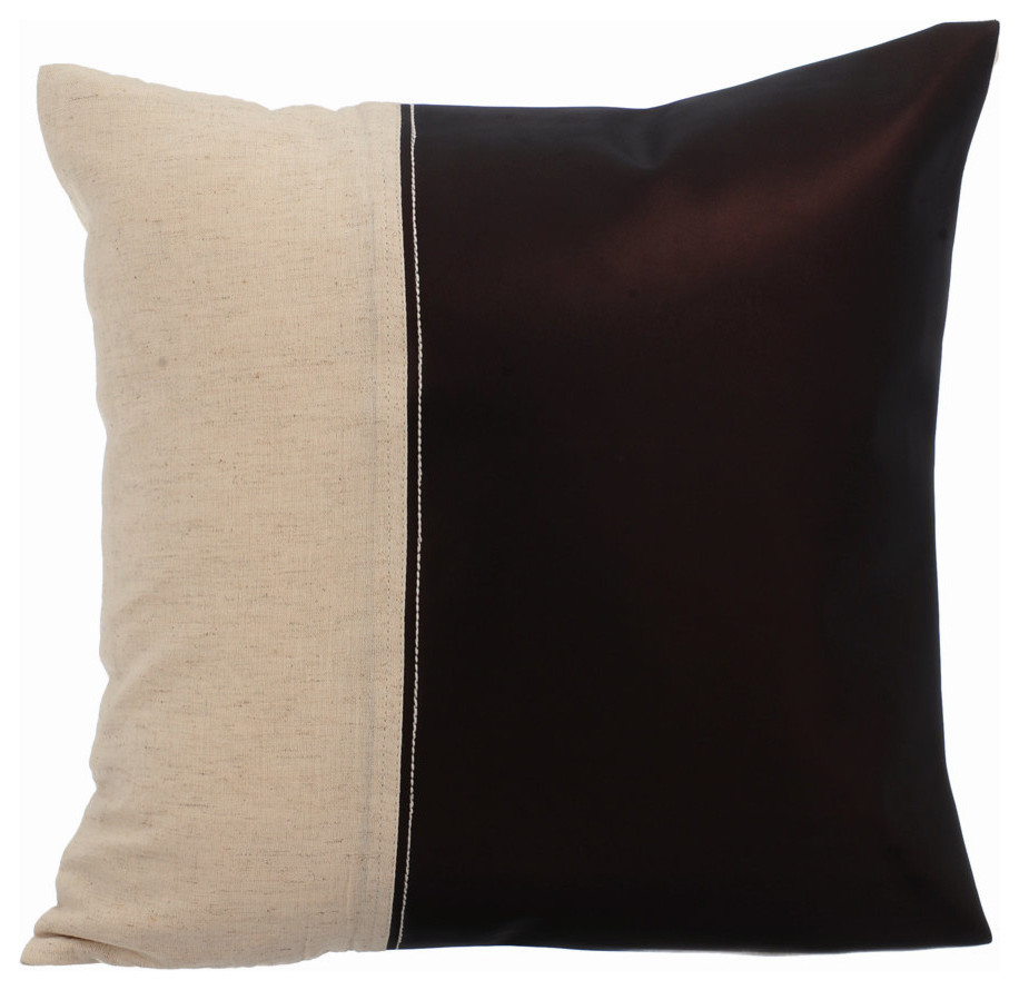 Brown Decorative Pillow Covers 18"x18" Faux Leather, Better Half Choco
