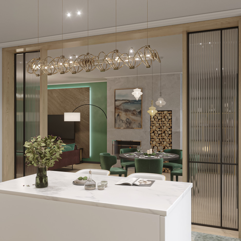 Вид на гостиную из кухни