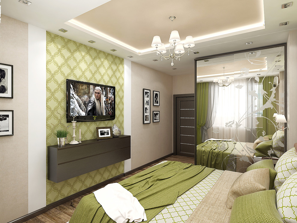 Спальня в салатовом цвете