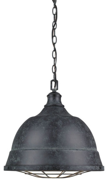 Industrial Vintage Inspired 2-Light Large Pendant in Black Patina Rustic