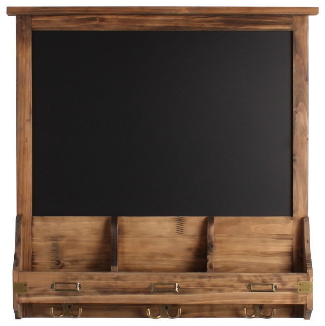 Stallard Decorative Rustic Wood Framed Chalkboard With Hooks