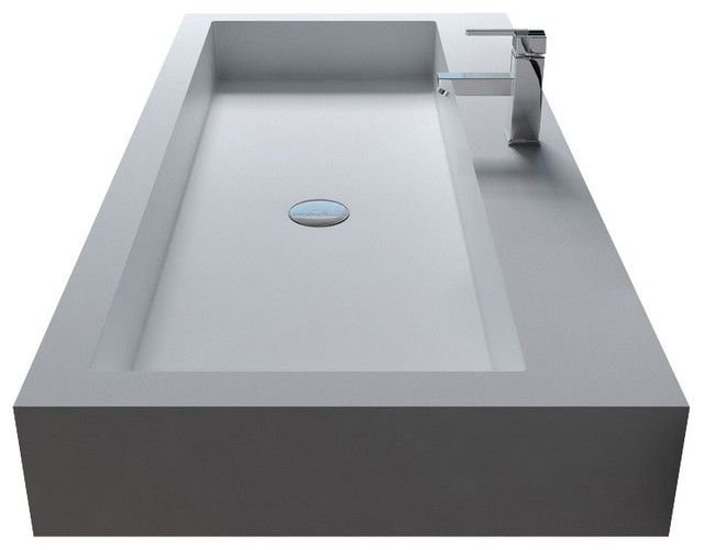 ADM Rectangular Countertop Sink, White, 60" Contemporary Bathroom
