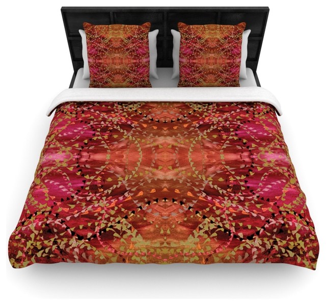 Kess Inhouse Nikposium Summer Red Orange Duvet Cover Nikposium Summer Red Orange Cotton Duvet Cover Twin 68 X88