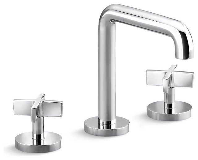 One Sink Faucet, Tall Spout, Cross Handles, Polished Chrome