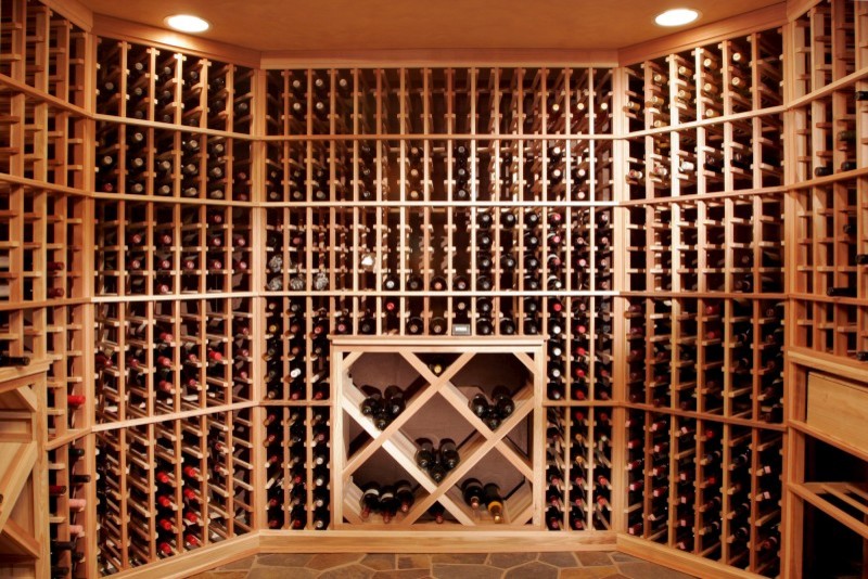 This is an example of a mediterranean wine cellar in Boston.