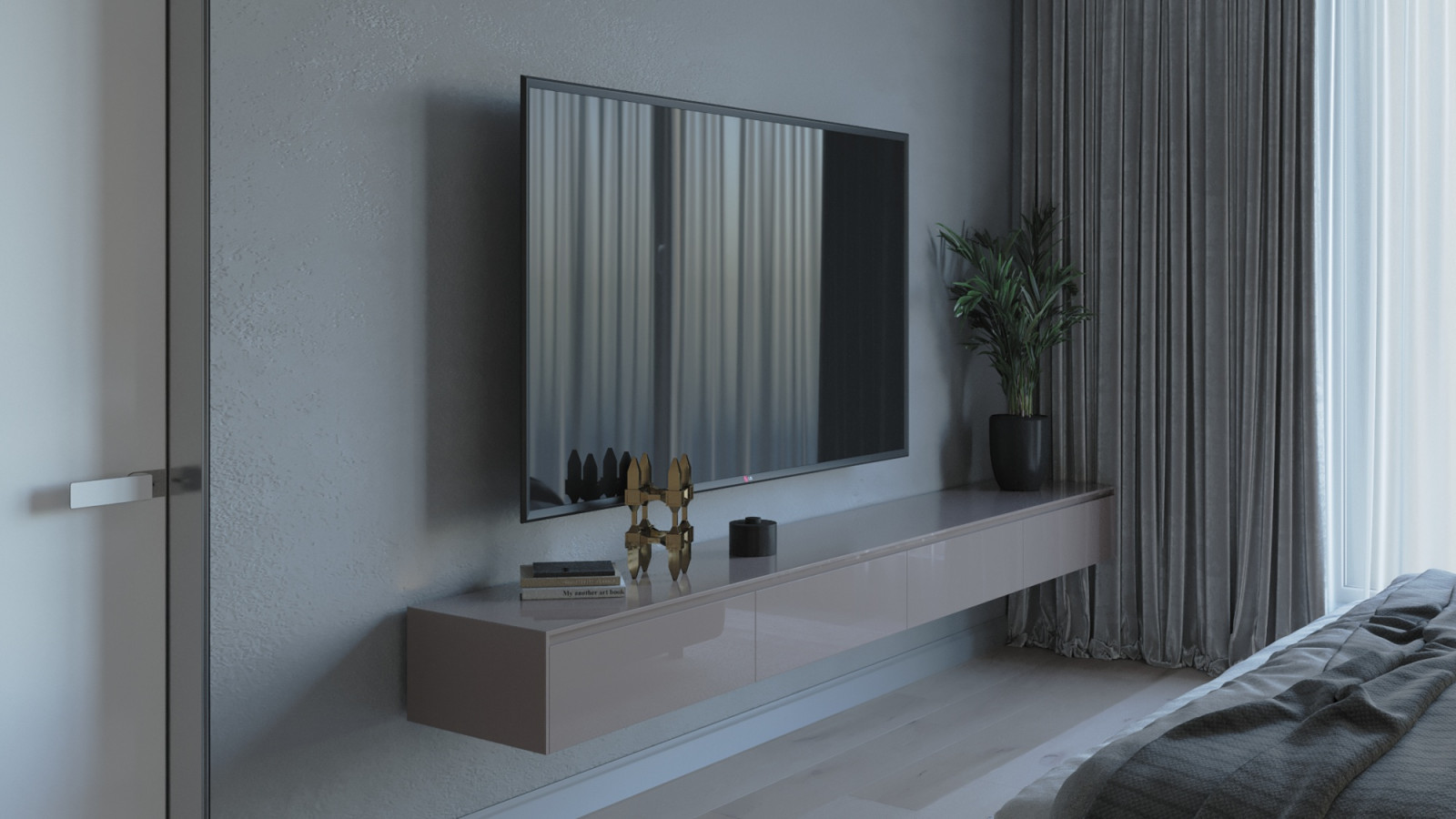 3д визуализация спальни