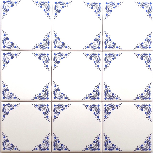 Blue Willow Ceramic 4.25" Accent Tiles Kiln Fired Decor, Set of 9