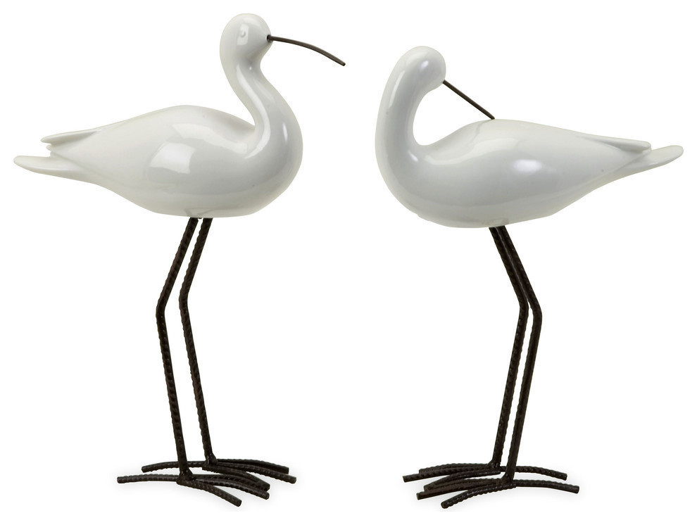 IMAX 13.25H in. Shire Ceramic Seabirds - Set of 2 - 27300-2