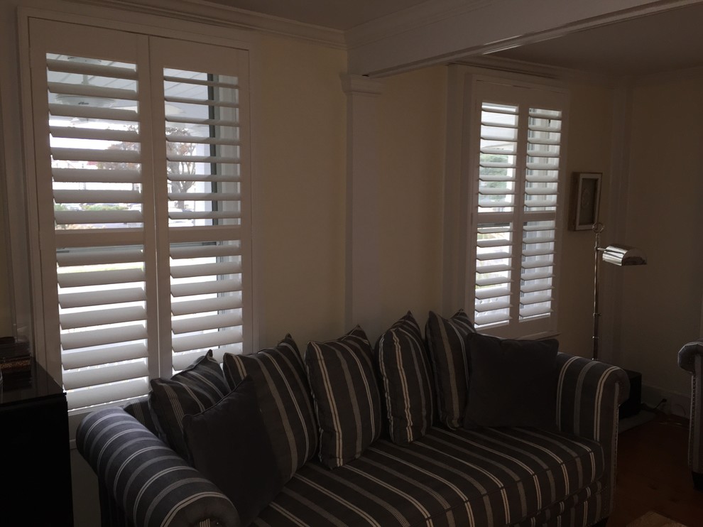 Lafayette Marquis plantation shutters. Louver mover no tilt bar feature , compos