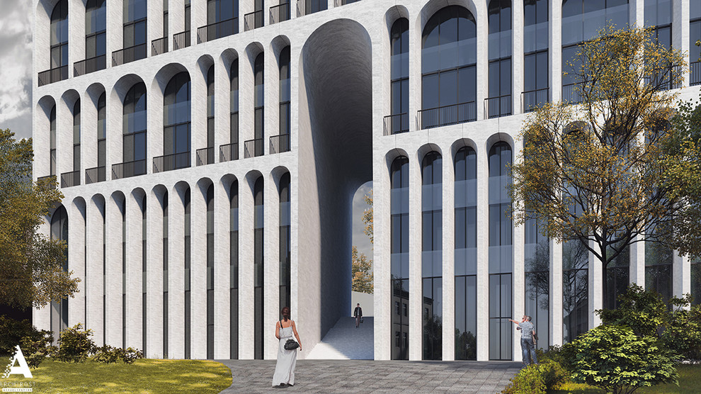 Дом с двухэтажными арками