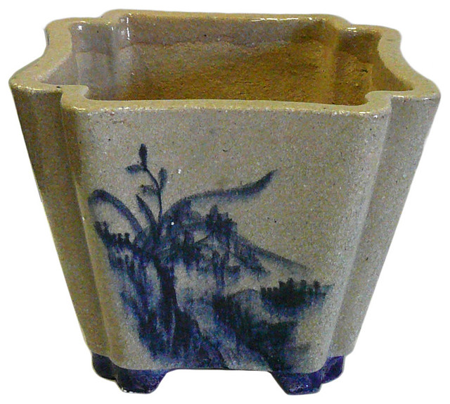 Chinese Hand Painted Oriental Scenery Ceramic Planter Asian Indoor