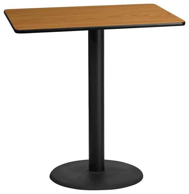 30''x45'' Natural Laminate Table Top,24'' Round Bar Height Table Base
