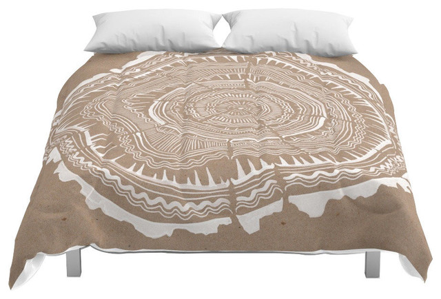 Society6 Tree Rings White In K On Kraft Comforter Contemporary