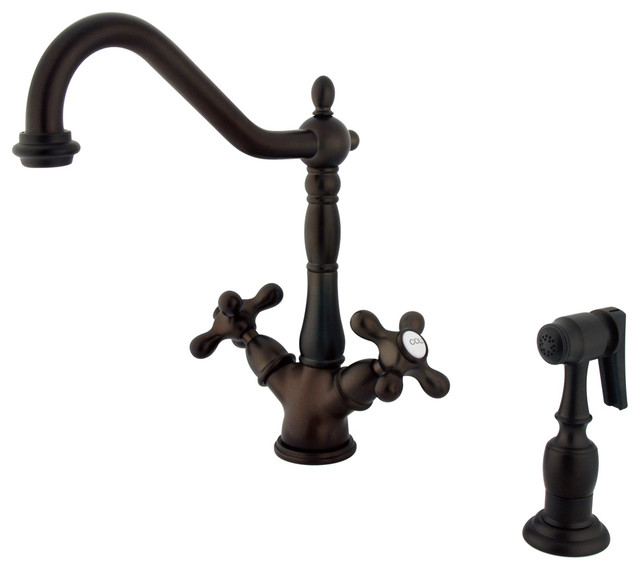 Heritage Double Handle Kitchen Faucet With Side Sprayer - Traditional ...
