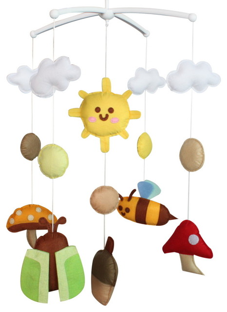 Spring Colorful Musical Mobile Handmade Hanging Toys Baby Gift Modern Baby Mobiles By Blancho Bedding Houzz