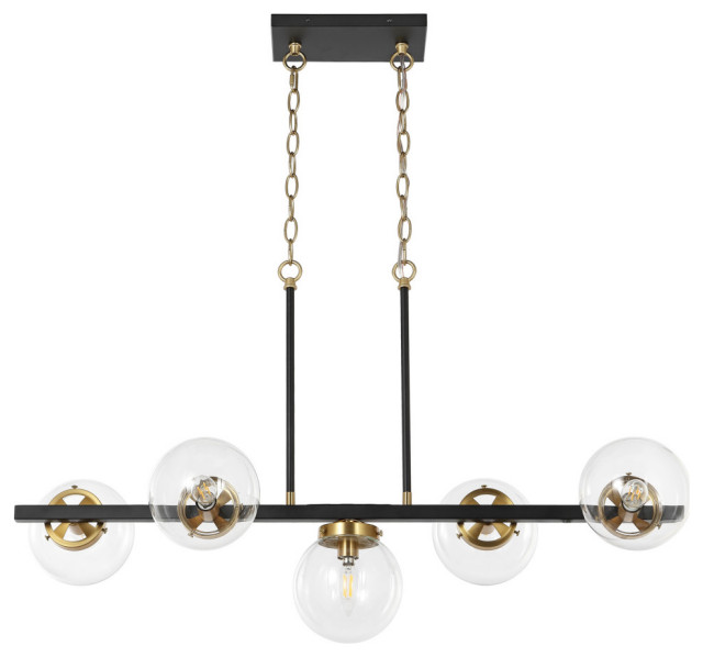 5Light Linear Kitchen Island Pendant Chandelier Contemporary