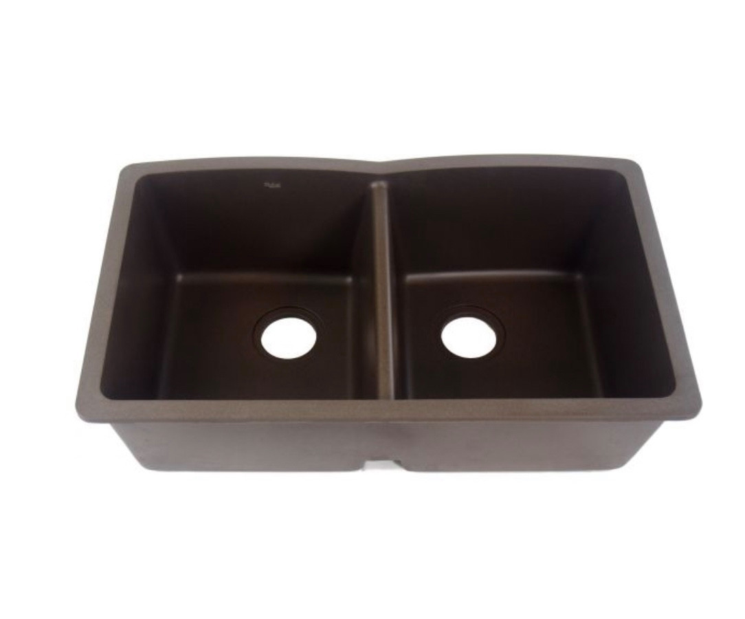 Double Granite Sink 50/50 32"x19"x9.5" In Mocha. (RA-G3219DC)