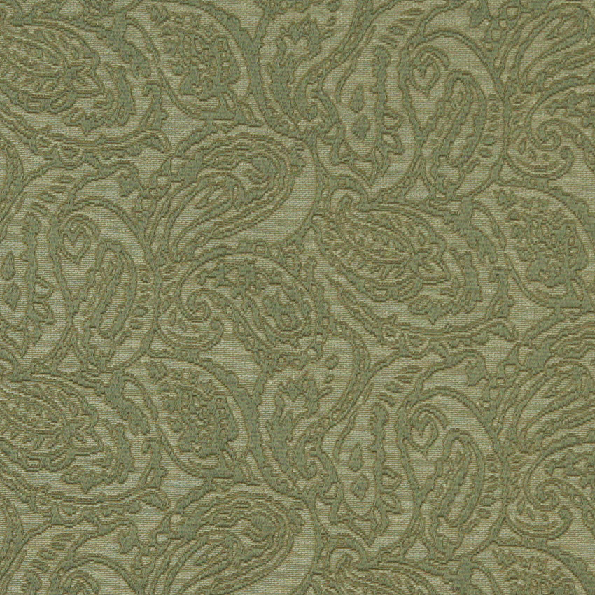 Green Traditional Paisley Woven Matelasse Upholstery Grade Fabric By