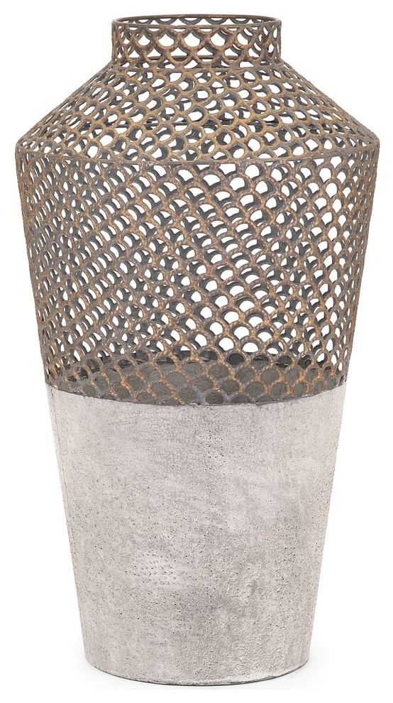 Rowan Gold and Grey Large Metal Vase