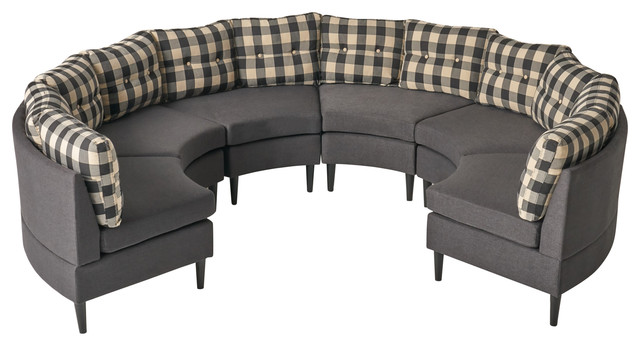 Novia Contemporary Fabric Modular 6 Seater Sectional Midcentury