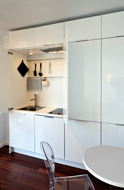 Studio avec chambre ind&eacute;pendante contemporary-kitchen