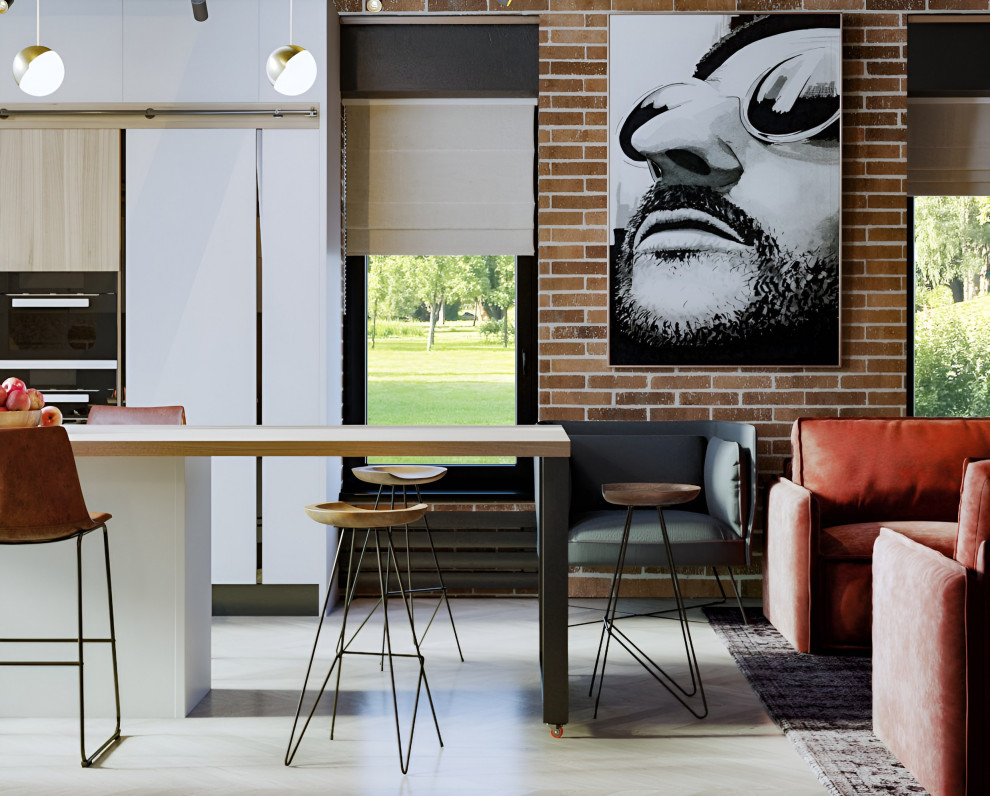 Кухня-гостиная в частном доме в Огуднево