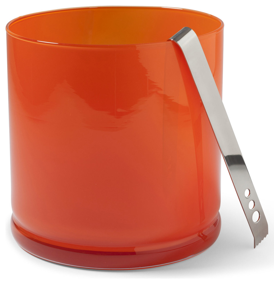 Vistula Global Bazaar Orange Ice Bucket with Silver Tongs