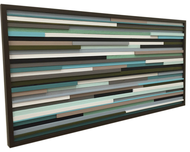 Modern Wood Sculpture Wall Art Lines 24 X48 Contemporary