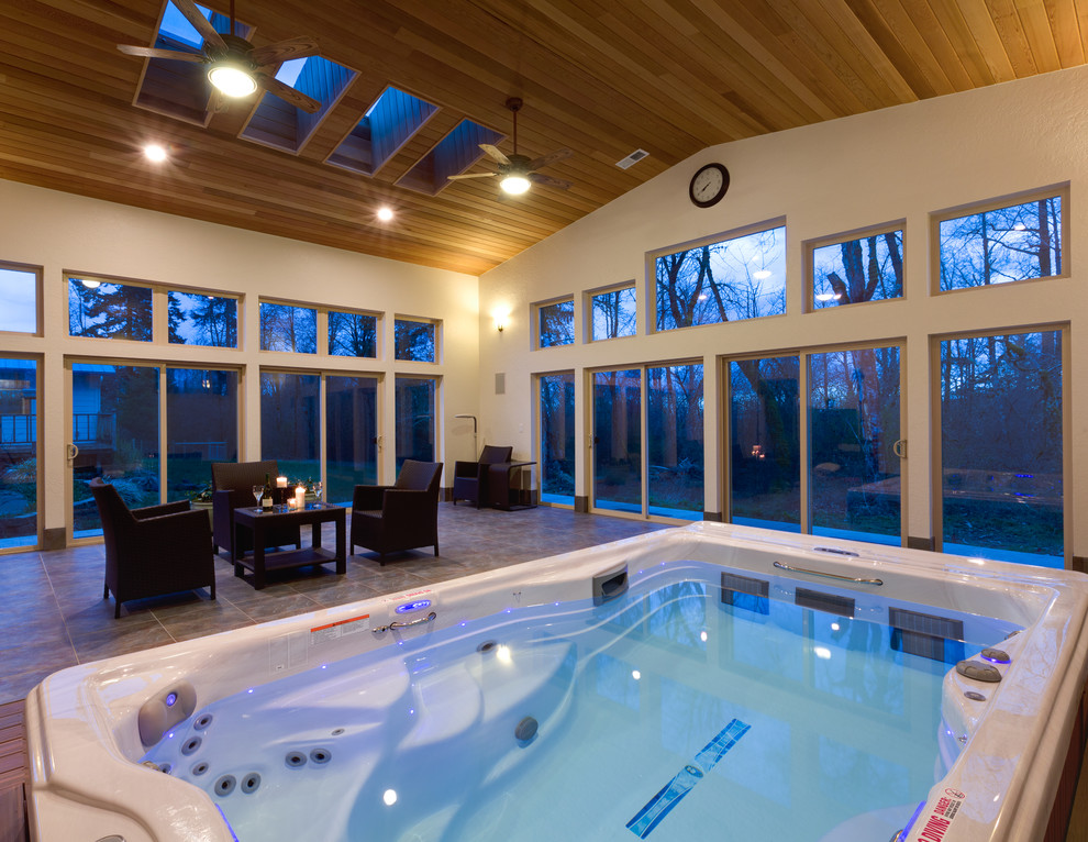Inspiration for a traditional indoor pool in Portland.
