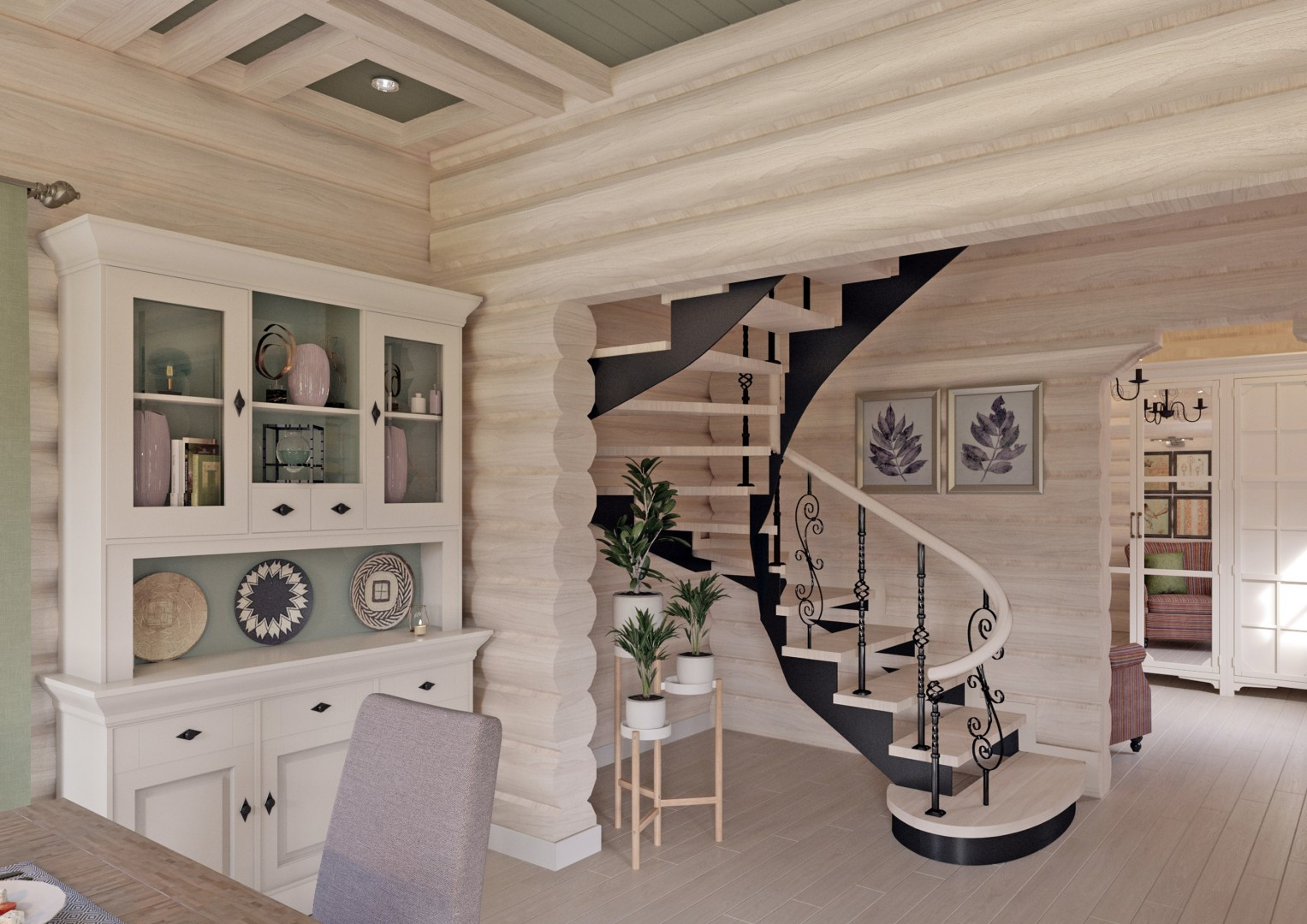 Гостиная в деревянном доме